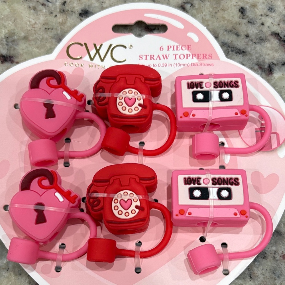 CWC Pink and Red Straw Toppers Set